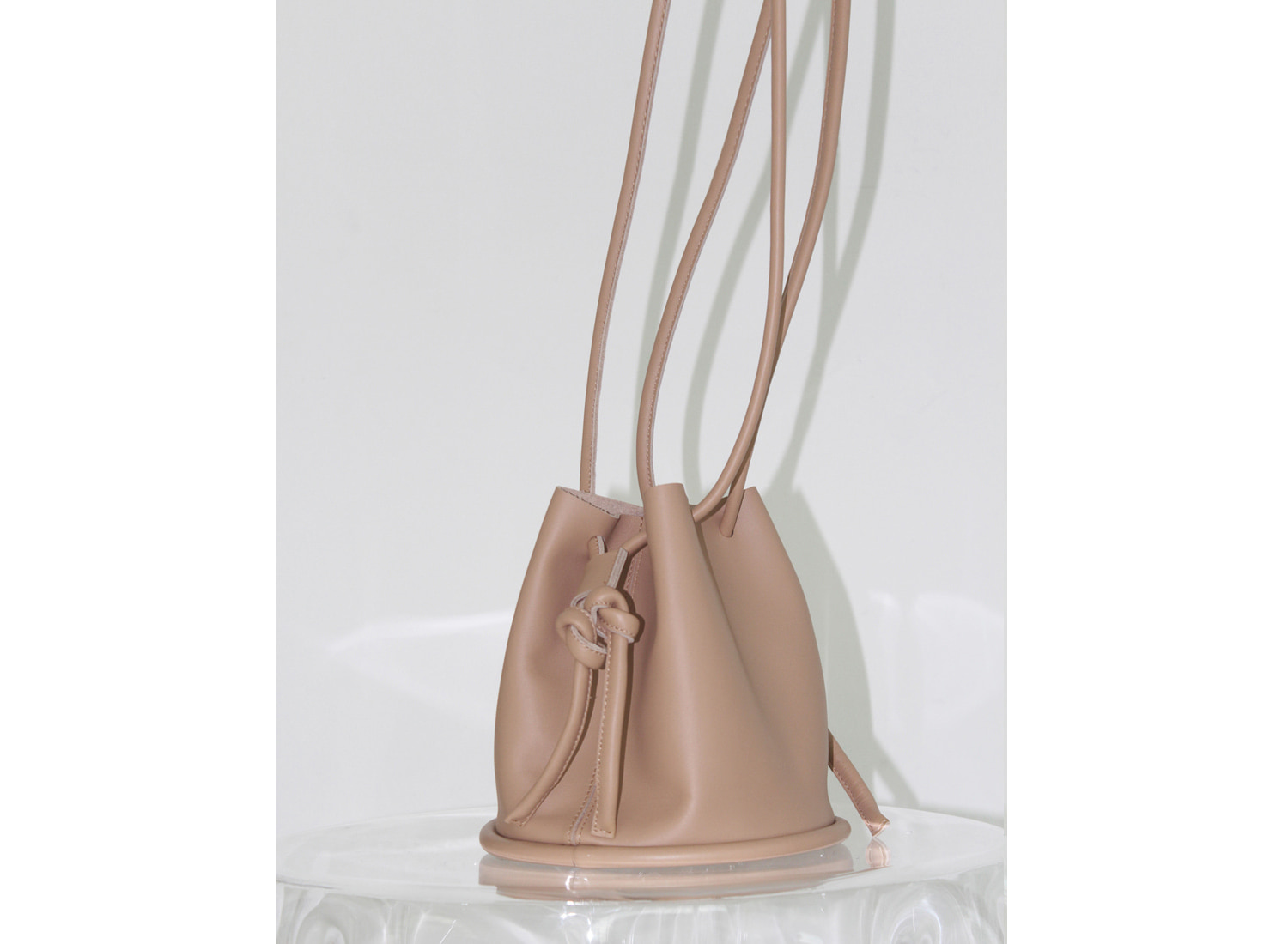 Leather Pipe bag  - beige