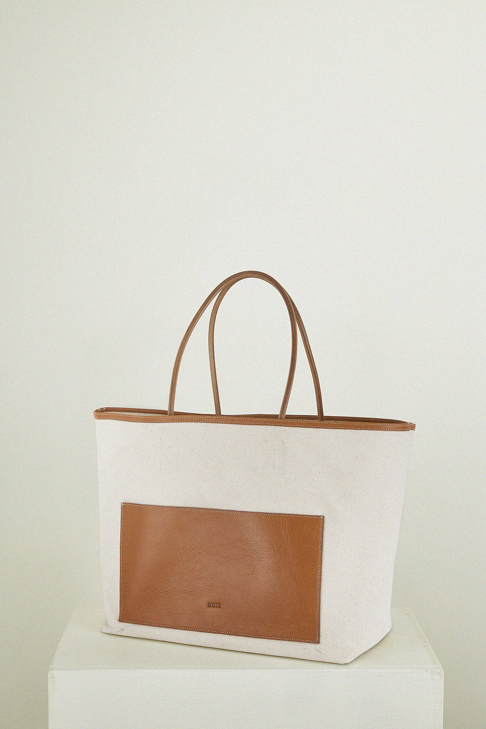 Leather Strap Canvas Bag - Tan